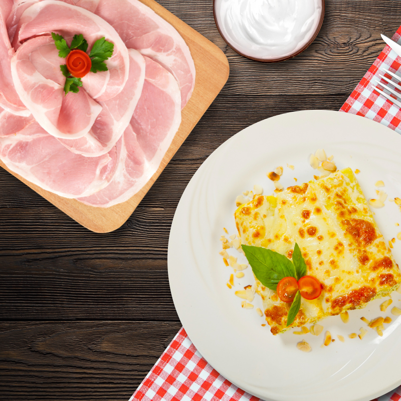 Lasagna bianca con prosciutto cotto