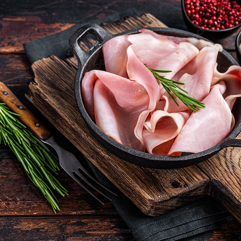 Fette di prosciutto cotto in padella